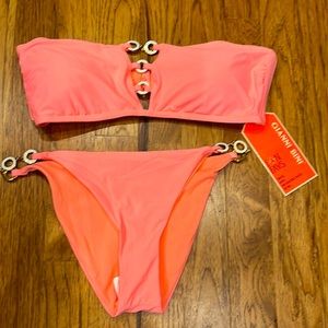 Gianni bini swim beautiful bandeau set with gold/ white chain brand new with tag